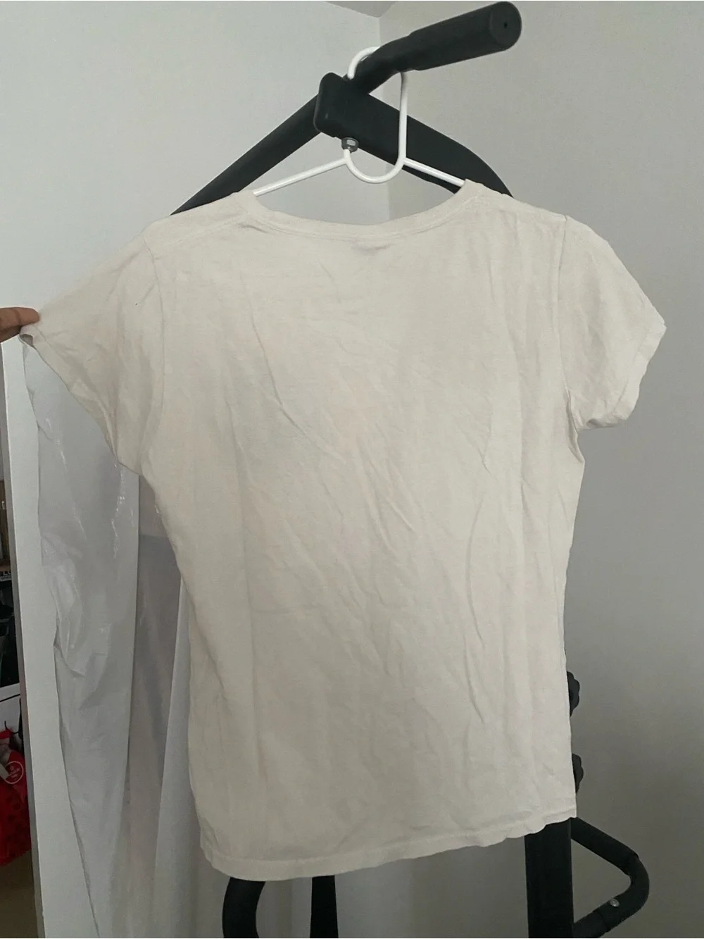 Gildan Cream Short-Sleeve Tee with Blue Chest Patch